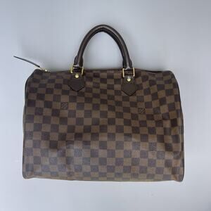Louis Vuitton Speedy Duffle 35 Brown Canvas Damier Ebene Top Handle Bag